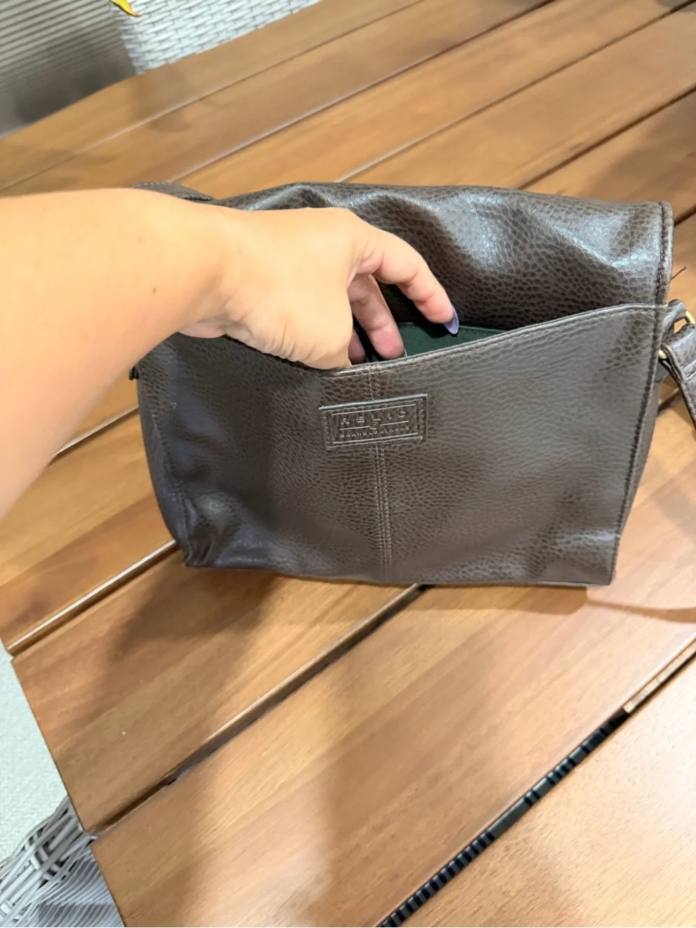 Relic Brown Pebbled Leather Messenger Bag